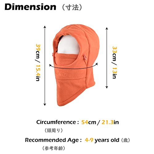 TRIWONDER Kids Winter Hats Balaclava Ski Mask for Boys Girls Toddlers Windproof Adjustable Cold Weather Face Mask Neck Warmer - color: Orange