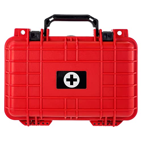 Eylar Medium 11.6 Inch Hard Protective Medical Case EMT First Responder and First Aid Service Storage Box, Waterproof, Dustproof, Shockproof with Foam (Red) - color: Red