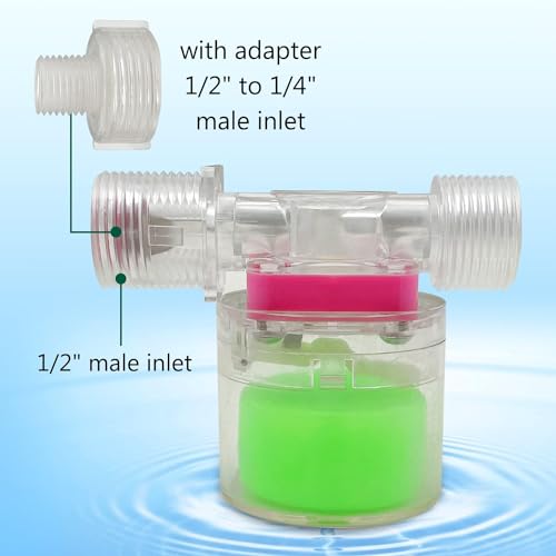 Transparency Water Float Valve, Water Level Control Water Tank Traditional Float Valve Upgrade (1/2” to 1/4“ SIDE) - size: 1/2” to 1/4“ SIDE