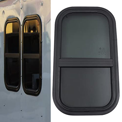 Vertical Sliding Black RV Window for Teardrop, Cargo, Horse Trailer, Marine Camper Window Replacement,12" Wide x 22" Tall (12"x22") - size: 12"x22"