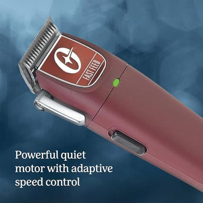 Oster Professional Cordless Hair Clippers, Fast Feed for Barbers and Hair Cutting with Detachable Blade, Burgundy
