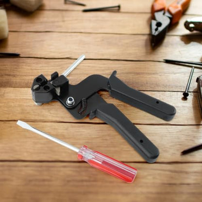 Metal Zip Tie Tool, Adjustable Fastening Cutting Self-Locking Stainless Steel Tie Wrap Cutter and Free Release Tool for Repair Fences, Exhaust Pipes, Chain Links, Head Wrap