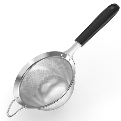 U-Taste Fine Mesh Strainer, 18/8 Stainless Steel Sieve 30 Mesh, M/Black - color: (2) Black, size: M-4.73in