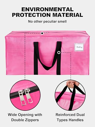 HOMESURE Supports 200lbs Heavy Duty Moving Bags - Strong Zipper & Wrap-Around Handles - Water-Resistant Storage Totes, Durable Alternative to Moving Boxes - 8 Pack - Pink - color: Pink