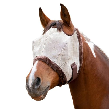 Kensington UV Fly Mask with Fleece Trim - Protective Mask with Dual Ear Opening & Forelock Freedom - Large, Desert Sand - color: 500 - Desert Sand
