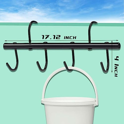 2Pcs Tack Rack with Swivel Hooks,6 Hook Portable Bridle Hooks Tack Hangers for Stable Horse Tack Room Barn and Fence(Black)