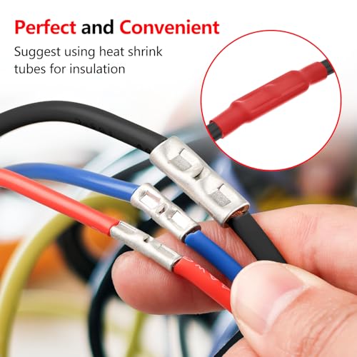 BAALA 115 PCS Non Insulated Butt Connectors Kit,26-8 Gauge Butt Splice Connector Uninsulated Wire Splice Connectors, Tinned Copper Marine Grade Seamless Barrel Crimping Butt Terminals - color: Tinned Copper