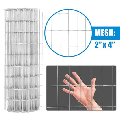 Fencer Wire Welded Wire Fence 12.5 Gauge, Galvanized Welded Fence Wire Roll, Mesh Size 2-Inch x 4-Inch, Hog Wire Fencing Cage, Multiple Use for Home Improvement & Animals Enclosure (4ft. x 50ft.) - style: 4 ft. x 50 ft.