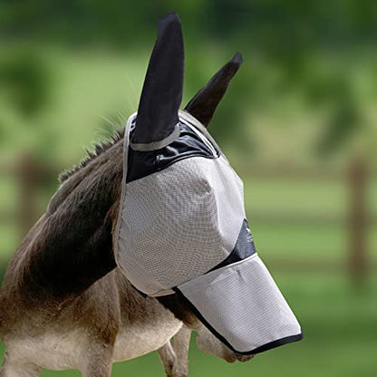 Harrison Howard Mule Donkey Fly Mask Full Face Protection with Nose Cover - color: Black, size: Medium