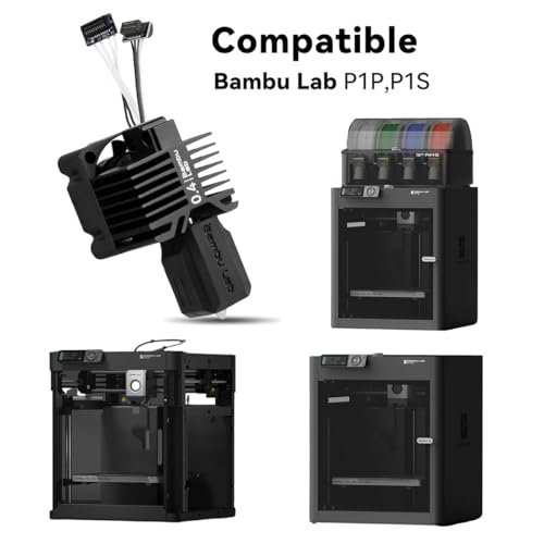 Bambou LAB P1P, P1S Hotend Complete Kit for P1 Series 3D Printer,Full Assembly Hardened Steel Hot End with Fan,Thermistor, Ceramic Heater, 0.4mm Nozzle Extruder Heating Block Replacement.