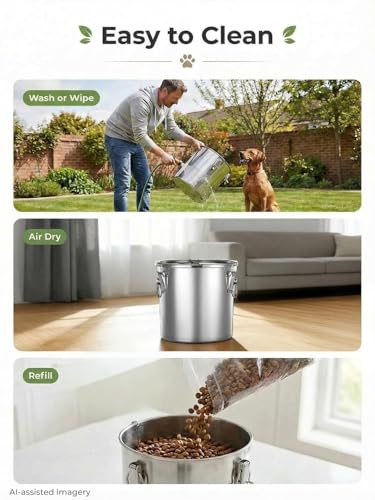 Stainless Steel Dog Food Storage Container, 25/30LB Airtight Moisture Proof