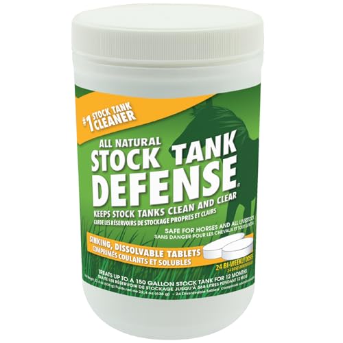 Airmax Stock Tank Defense Livestock Water Trough Cleaner Treatment, 24 Tabs | Clean drinking tanks for horse, cattle, goat & chicken with safe, easy-to-use tablet for farming & agricultural use - size: 24 Tablets