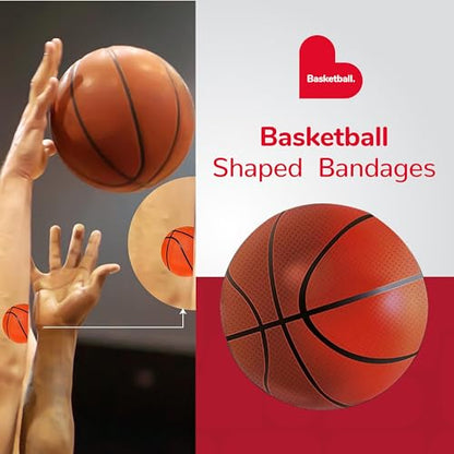 BioSwiss Bandages, Basketball Shaped Self Adhesive Bandage Set, Latex Free, Sterile Wound Care, 24 Count - size: 24-Count Box, style: Basketball