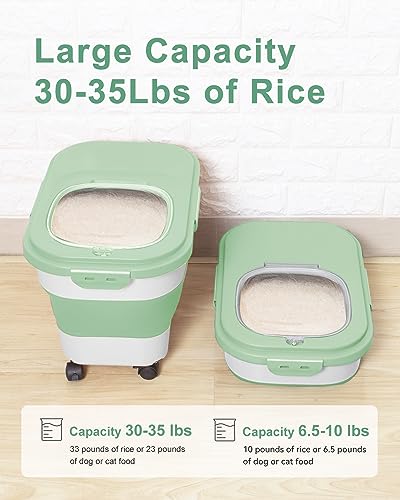 20-30 Lbs Rice Storage Container,Collapsible Food Storage Container - color: Light Green/20-30LBS
