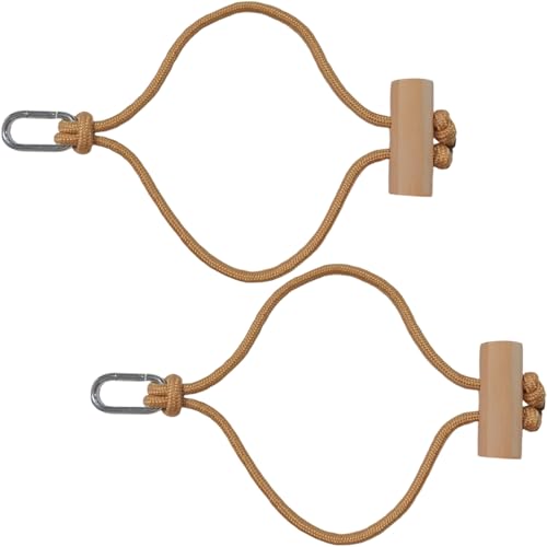 2 PCS Horse Bucket Strap with Wooden Snap Multi-Purpose Adjustable Nylon Rope & Quick Release Carabiner Hay Chix Horse Bucket Strap for Stable Water Bucket Hanging Equine Barn Supplies