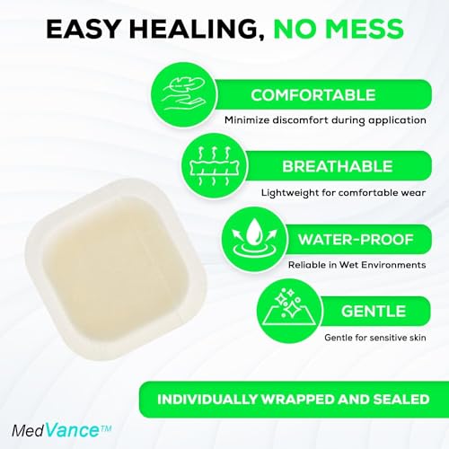 MedVance Bordered Hydrocolloid Adhesive Dressing Waterproof 4"x4" Box of 10
