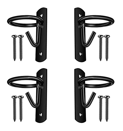 Metal Bucket Hangers for Horse Stalls - Wall Mount Bucket Holder for Grain Feed - Black