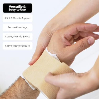 Juvale Stretch Vet Wrap - Self-Adherent Pet First Aid Tape - Secure Ankle Wrap & Wrist Support - Athletic Tape for Sports Use - Pack of 12, 2 in x 6 yd, 6 Colors