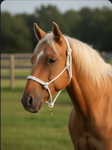 Handmade Nylon Halter, Professional Rope Headstall with Steel Swivel Ring, Suitable for Horses, Donkeys, and Cattle, Ideal for Farm or Stable Owners.
