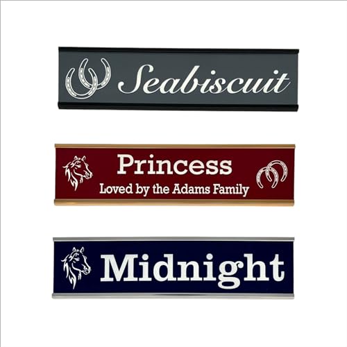 Horse Stall Name Plate Custom Laser Engraved 2x8 Personalized Multiple Attachment Options 21 Color Choices