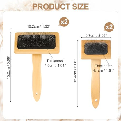 MECCANIXITY 4 Pcs Wool Carder, Hand Carding Brush 2 Medium and 2 Small Wooden Pet Grooming Tool for Needle Felting Pet Grooming Weaving Craft Supplies, Black, Wood Color - color: Black, style: 2 Medium and 2 Small