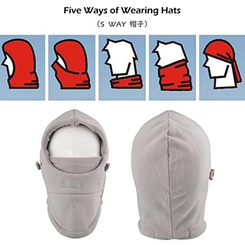 TRIWONDER Kids Winter Hats Balaclava Ski Mask for Boys Girls Toddlers Windproof Adjustable Cold Weather Face Mask Neck Warmer - color: Light Gray