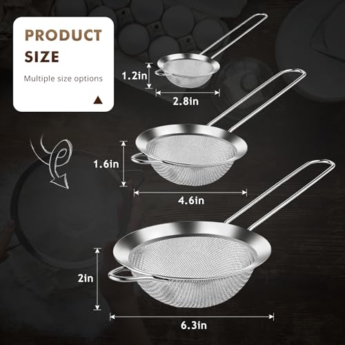 NileHome 3 Piece Stainless Steel Mesh Strainers,Silver(2.8"+4.6"+6.3") - color: 2.8"+4.6"+6.3"-Silver(Set of 3)