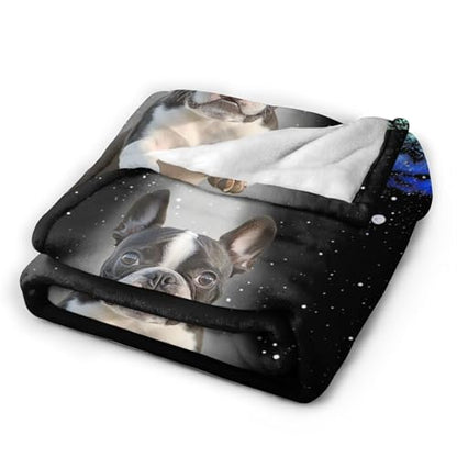 Dynova Boston Terrier Blanket Dog Lovers Gifts Cozy Plush Galaxy Funny Bulldog Throw Blankets Fuzzy Flannel Fleece for Girls Boys Women Men 60"X50" - color: Boston Terrier, size: 60"x50"