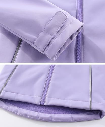 M2C Girls Hooded Fleece Lined Windproof Softshell Windbreaker Jacket - color: Lavender, size: 5T