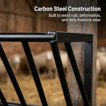 Wall Hay Rack for Goats, Horse Hay Feeder - Carbon Steel Barn Mount with Hardware