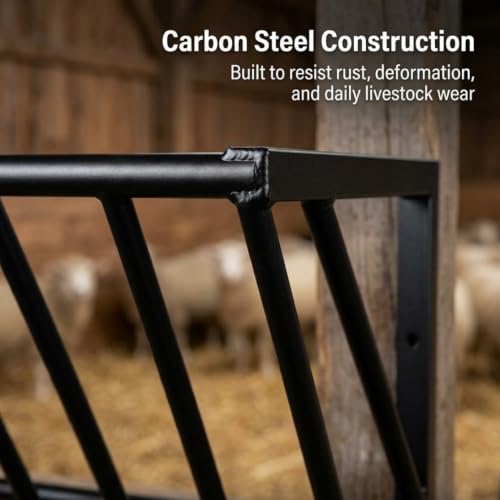 Stall Hay Feeder Wall Mount, Carbon Steel Goat Rack - Livestock Barn Feeding Solution