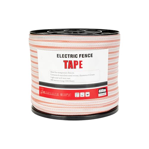 Electric Fence Tape 1/2 inch, Electric Fence Poly Tape 6ss Conductors 1312' - color: 0.5 in, size: 1312 FEET