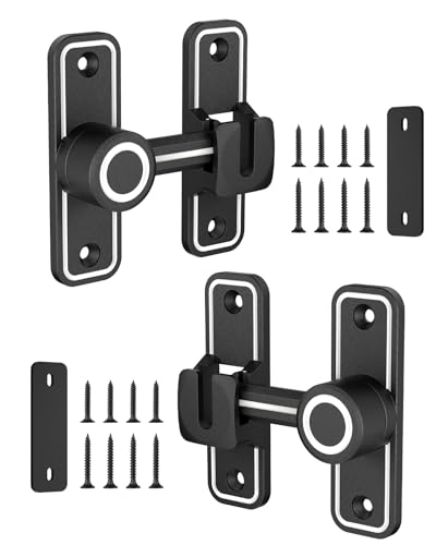 90/180 Degree Heavy Duty Barn Door Lock, Glow Black, 2 Pack | Thickened Zinc Alloy, Anti-Corrosion Coating, 3mm Spacer, Left Or Right Installation, For Sliding Doors, Shed And Bathroom - color: Luminous Black-2PCS