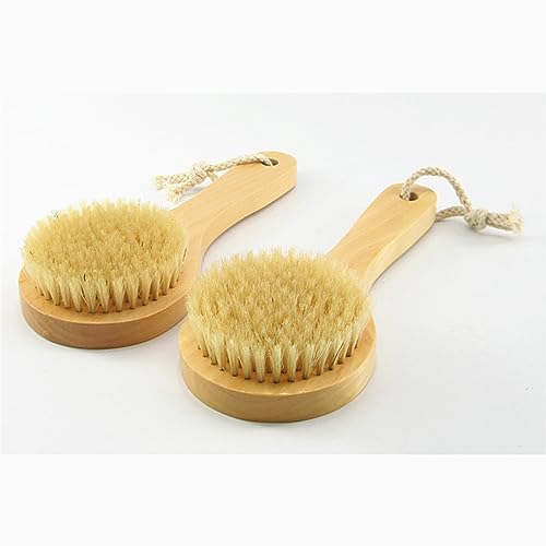 Wooden Short Handle Dry Body Brush Scrubber, 7.87 Inch Natural Bristles Bath & Shower Brush Scrubber. - size: 7.87 Inch Short Handle Wooden Natural Bristles