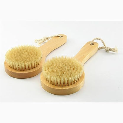 Wooden Short Handle Dry Body Brush Scrubber, 7.87 Inch Natural Bristles Bath & Shower Brush Scrubber. - size: 7.87 Inch Short Handle Wooden Natural Bristles