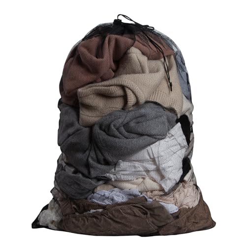Extra Large Mesh Laundry Bag Heavy Duty Mesh Wash Bag with Drawstring Closure for College, Dorm, Travel, Family and Apartment Dwellers, 27 x 36 Inches, Black - color: black