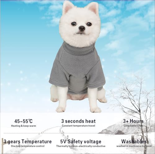 MYI Winter Heated Dog Electric Warm Coat Clothes for Small Medium Large Dogs Outside/Inside Cold Weather Jacket pet Vest Gray M(NOT Included Batteries) - color: Gray, size: Medium(Back length 9.8 Inch)