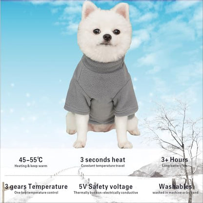 MYI Winter Heated Dog Electric Warm Coat Clothes for Small Medium Large Dogs Outside/Inside Cold Weather Jacket pet Vest Gray M(NOT Included Batteries) - color: Gray, size: Medium(Back length 9.8 Inch)