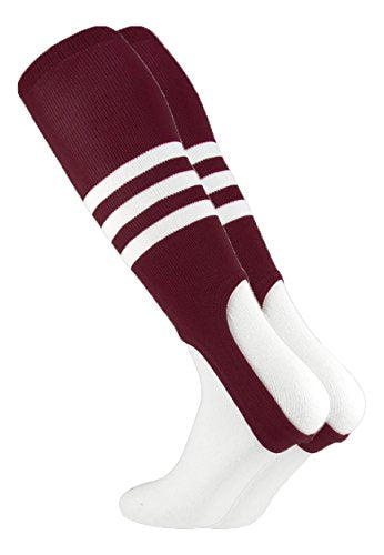MadSportsStuff 7 Inch 3-Stripe Baseball Stirrups - Adult and Youth - color: Maroon/White, size: Medium