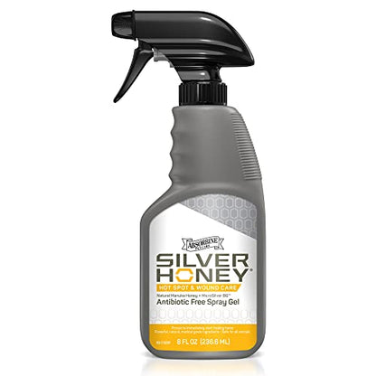 Silver Honey Hot Spot & Wound Care Pet First Aid Spray Gel, 8 fl oz | Manuka Honey, MicroSilver BG, Dog, Cat, Small Animal, Rapid Healing, Treat At Home, Touch-Free Application, Antibiotic-Free