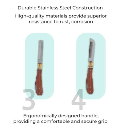 Professional Hoof Knife and Claws Interchangeable Stainless Steel Kit – Hoof Trimming & Cleaning Tools with Ergonomic Handle for Horses, Cattle, Livestock Animal - Zipper Case (Set of 4)