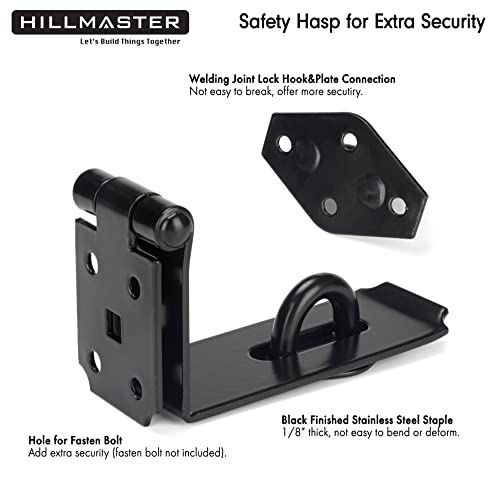 HILLMASTER Door Hasp Latch 90 Degree, 7-3/4" Extra Thick Heavy Duty Steel Safety Gate Door Lock Padlock Clasp Hasp Lock Latch for Fence Gate Barn Door Shed Closet Cabinet, Black Finish (Pack of 2) - size: Bendable (Pack of 2)