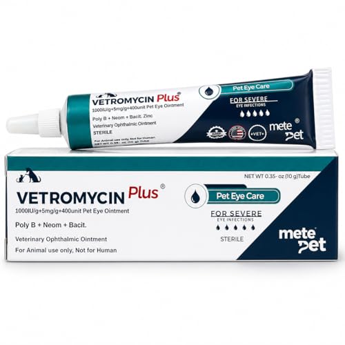 Vetromycin Plus Pet Eye Cream Health for Dogs, Cats, Cattle, Sheep, Horse, Bird 0.35 oz / 10 gr, 1 Tube