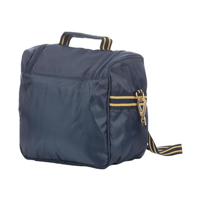 Equinavia Darby Zip Top Equestrian Horse Grooming Bag with Shoulder Strap | 6.5" x 11" x 13" - color: Navy/Gold
