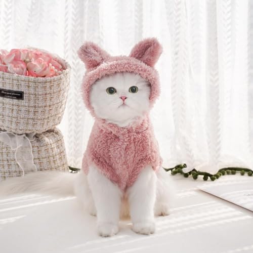 Selena Cat Bunny Ears Costume Cute Dog Kitten Hoodies Sweater Rabbit Ears Puppy Pet Apparel (Small,Pink) - color: Pink, size: Small