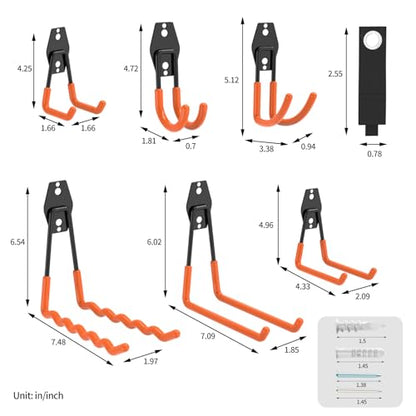 Garage Hooks Heavy Duty Steel Hooks for Hanging Power and Garden Tools, Ladders, Hose, Bikes, Ropes, Bulk Items, and More，Anti-Slip Coating with max 88lbs Capacity 10 Pack - size: 10 Pack