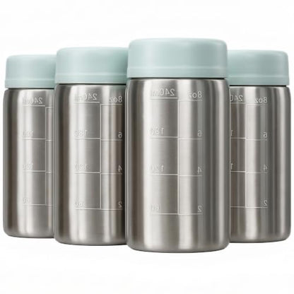 Papablic Stainless Steel Breast Milk Storage Bottles, 8oz, 4-Pack