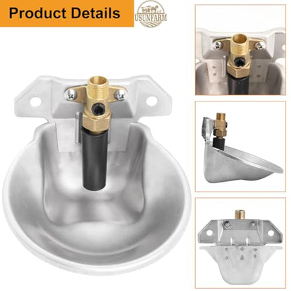 Stainless Steel Sheep Automatic Water Drinking Bowl Drinking Troughs,Livestock Water Bowl with Copper Valve,Automatic Waterer for Goat Calves Cattle Pig Dog Piglets