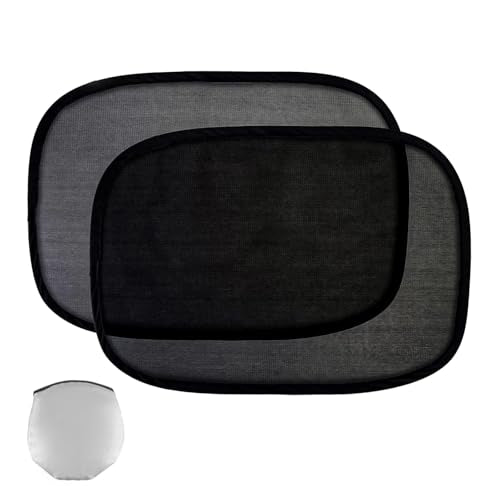 2 PCS Car Window Shade, 21"x14" Static Cling Automotive Side Window Screen Sun Shade Blocker, Removable Car Sunshade Cover Protect Your Child from Sun Glare Heat UV Rays (Black) - color: Black