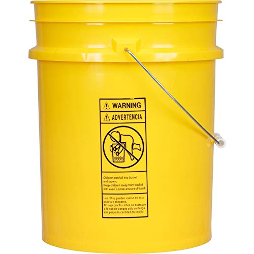 House Naturals 5 Gallon Plastic Yellow Food Grade BPA Free Made in USA Bucket Pail with Air Tight Double Gasket Screw on Lid(Pack of 3) (Yellow) - color: Yellow and Black Lids